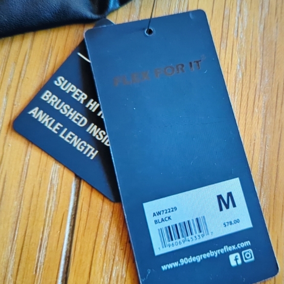 New. 90 Degree Black Casual High Rise Brushed Inside Ankle LengthLeatherette M. - Picture 7 of 7